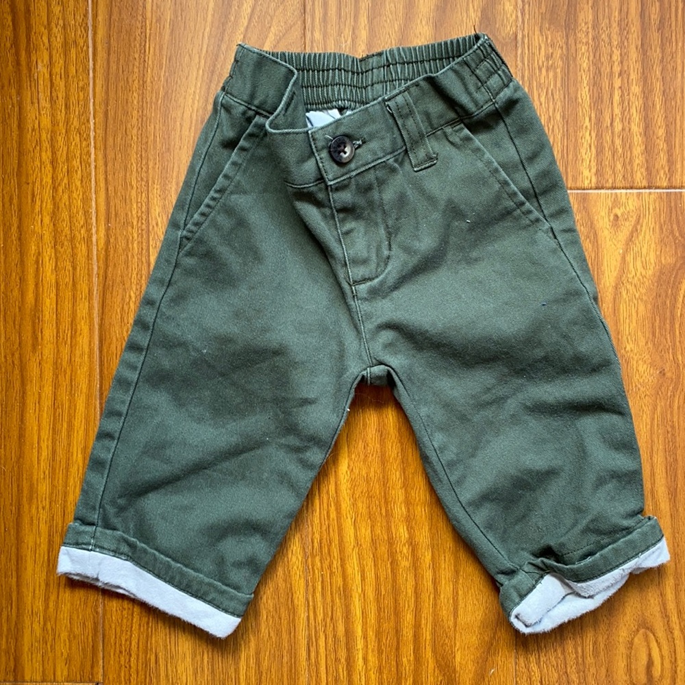 Janie & Jack Green Chino Cuff Pant